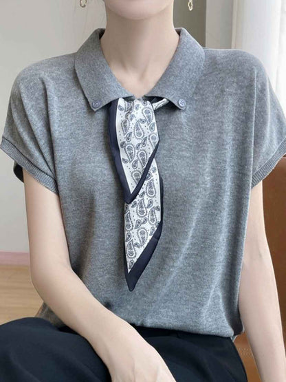 Maria Elegant Polo Collar Knitted Top