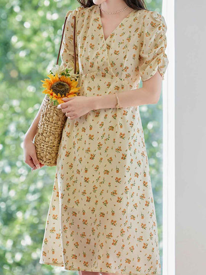 Zoey Elegant V-Neck Floral Printed Dress