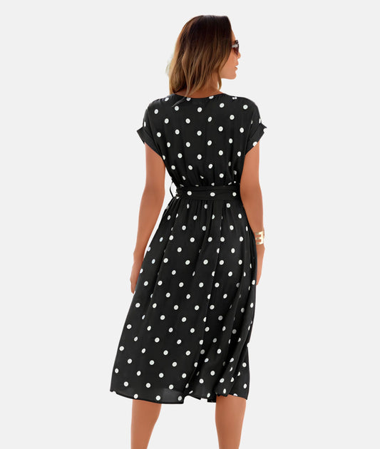 Amelina - Vestido con cinturón y lunares - Elegante - Estilo atemporal - Ocasiones formales