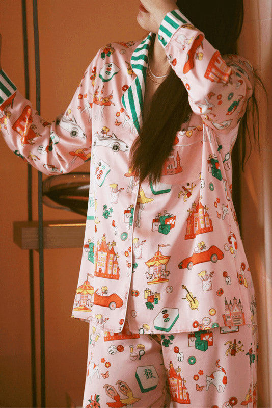 Conjunto de pijama de lujo Mahjong Queen