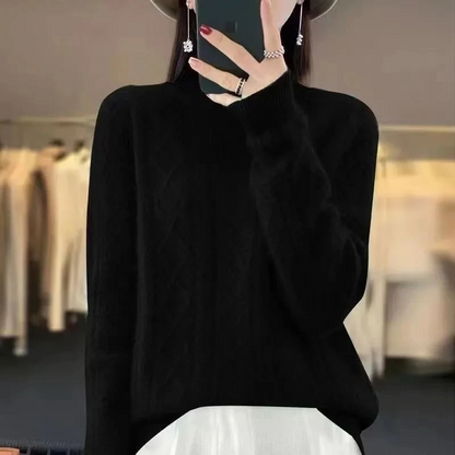 Elegante jersey de punto trenzado con cuello alto para mujer | Ideal para otoño/invierno