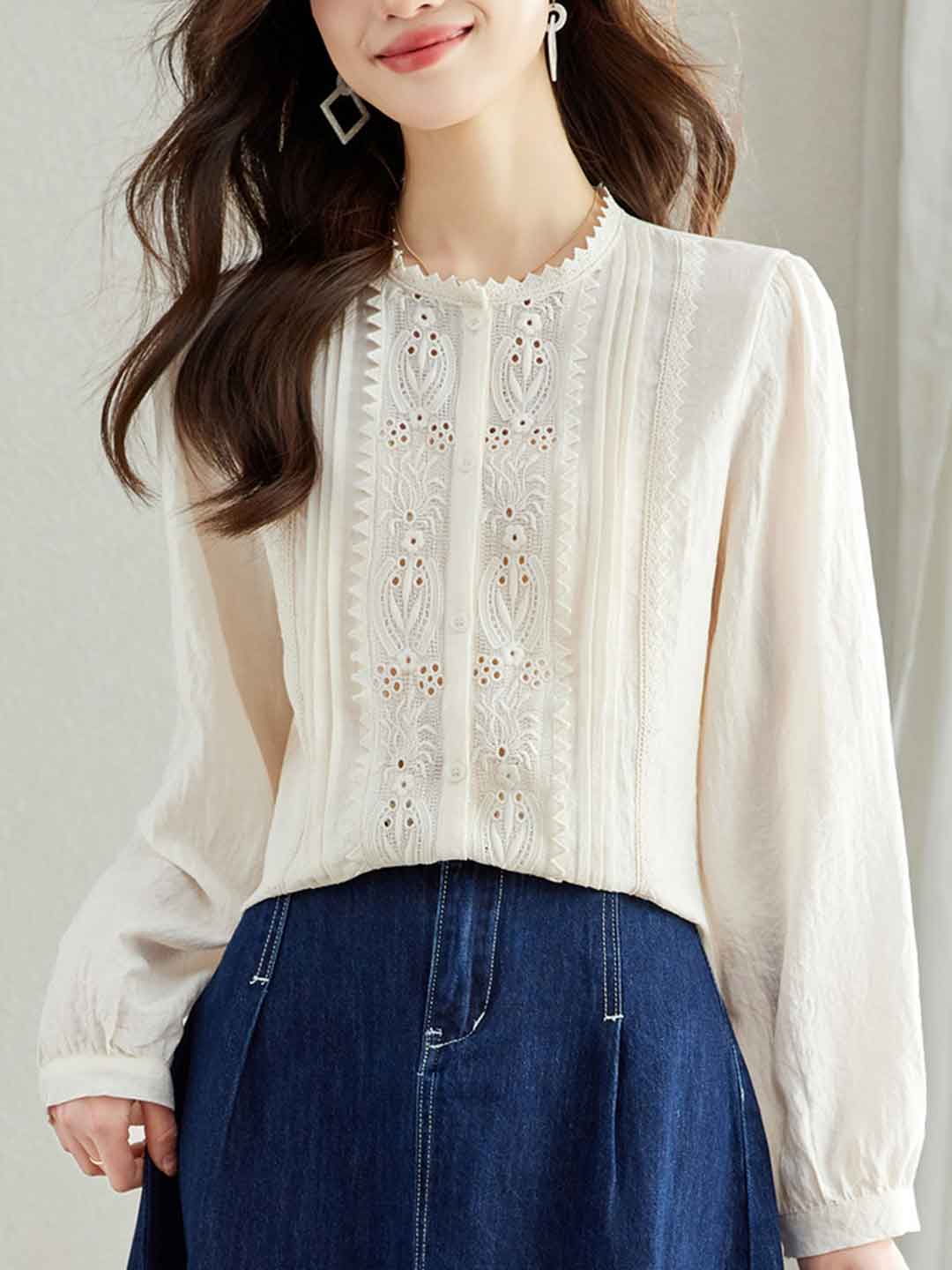 Lily Loose Crochet Button Top