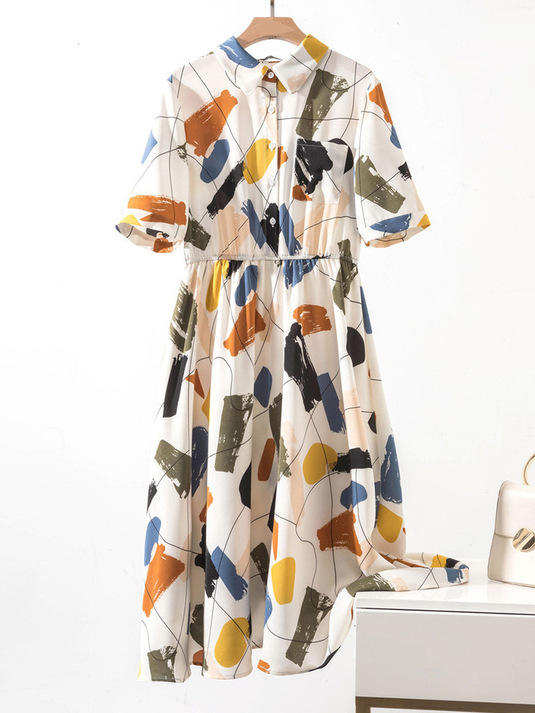 Kayla Elegant Waisted Printed Floral Dress