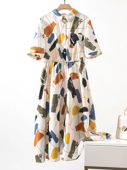 Kayla Elegant Waisted Printed Floral Dress