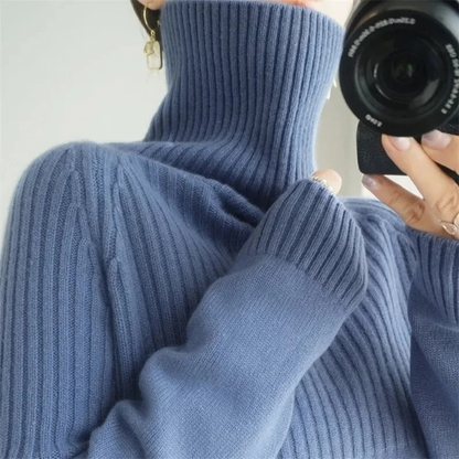 Jersey informal de cuello alto para mujer con estampado texturizado | Ideal para otoño/invierno