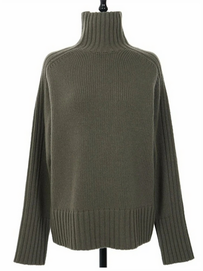 Jersey de cuello alto acanalado extragrande para mujer | Ideal para otoño/invierno