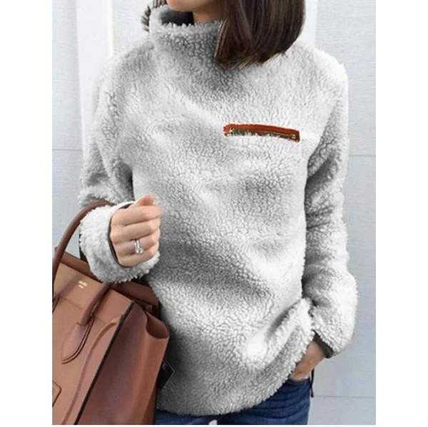 Jersey informal de cuello alto con cremallera para mujer | Ideal para otoño/invierno