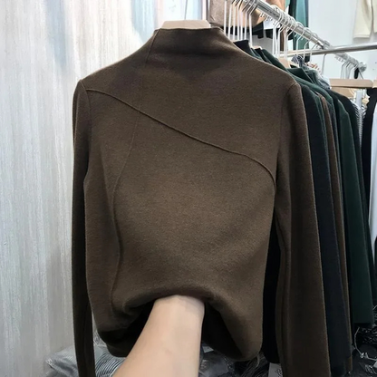 Elegante jersey de cuello alto para mujer con costuras únicas | Ideal para otoño/invierno