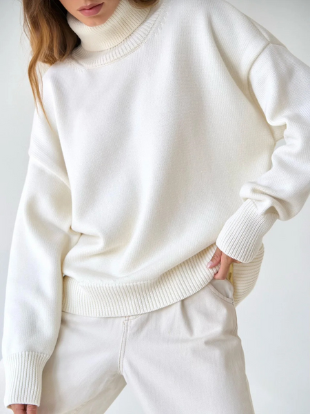 Jersey de punto de cuello alto extragrande para mujer | Ideal para otoño/invierno