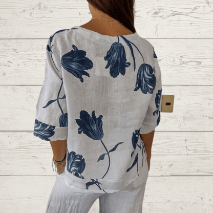 Thalassa - Blusa con escote en V - Elegante - Estilo atemporal - Ropa para el día a día