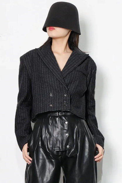 Striped Double Button Blazer
