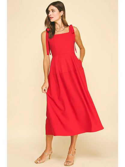 Ribbon Detail Red Dress