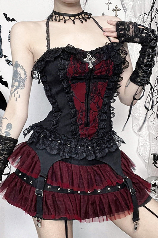 Chain Strap Strapless Bustier Corset