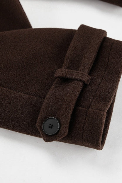 Brown Wool Blend Double Breasted Jacket