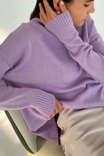 Versatile Solid Turtleneck Euro Sweater