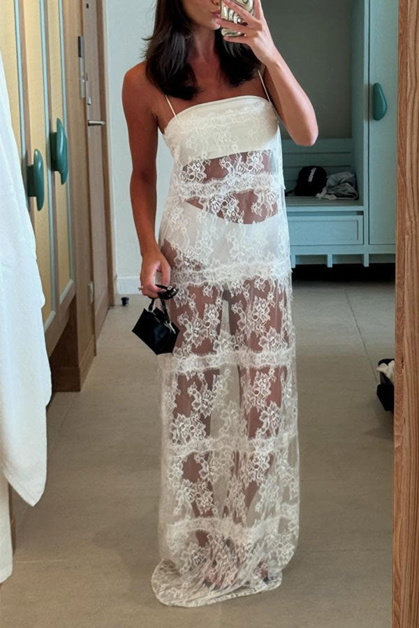 Seraphina  Lace Sheer Slip Maxi Dress