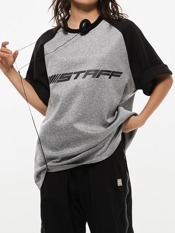 Letter Print Raglan Oversized Short Sleeve Tee
