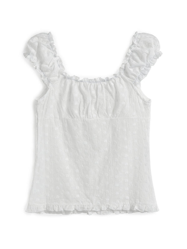 French Cutout Trim U Neck Tank Top