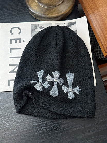 Versatile Punk Dark Solid Knit Hat