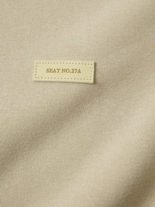 Solid Color V Neck Label Decor Oversized Hoodie