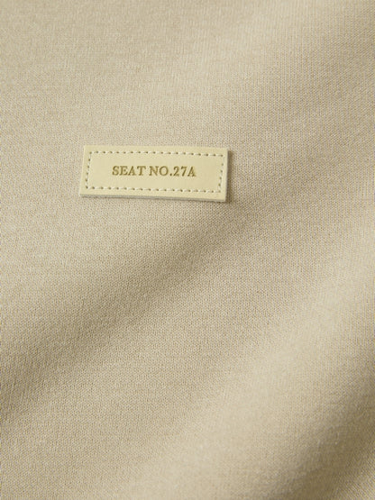 Solid Color V Neck Label Decor Oversized Hoodie