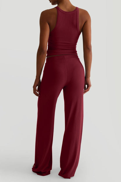 Casual Sporty Tank Top Palazzo Pants Set