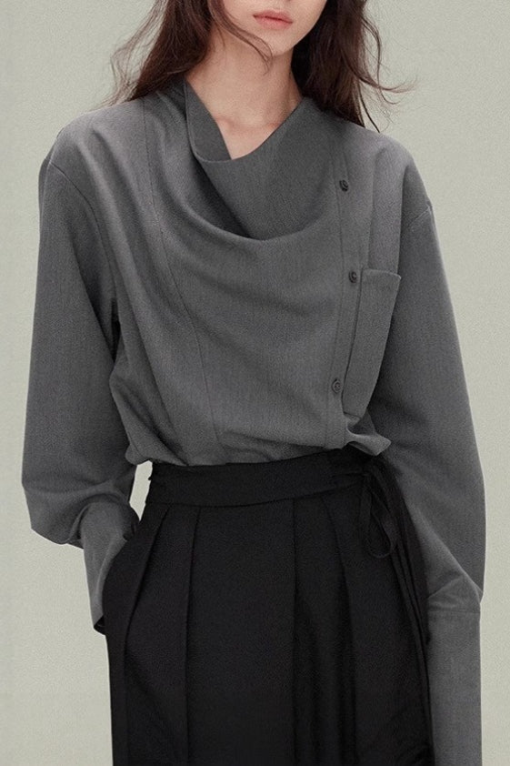Vintage Relaxed Draped Neck Blouse