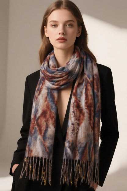 Wave Print Acrylic Blend Scarf