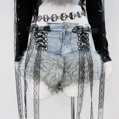 Fluffy bowknot long sleeve lace hem halter top  | Festival Outfits Women