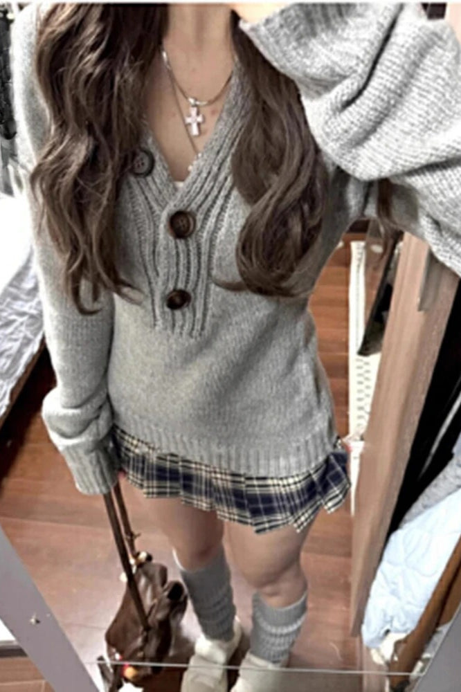 Spice Girls Gray Slim Long-sleeve Comfortable Sweater