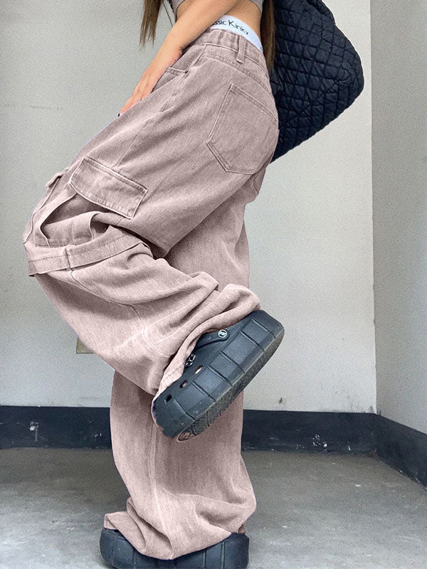 Retro Purple Big Pocket Cargo Jeans