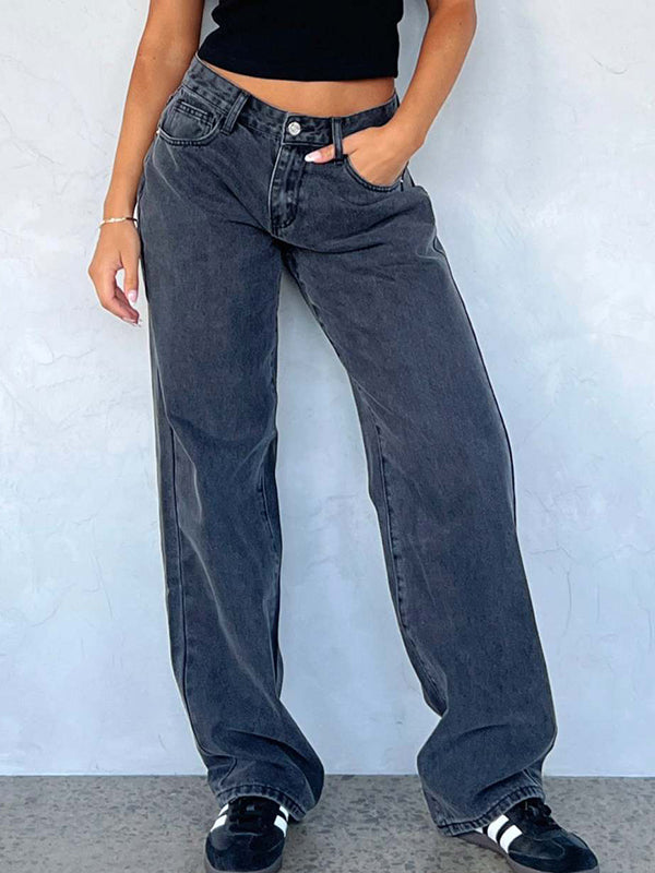 Versatile Simple Midriff Boyfriend Jeans