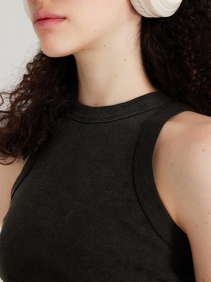 Short Washed Pleated Women Vest