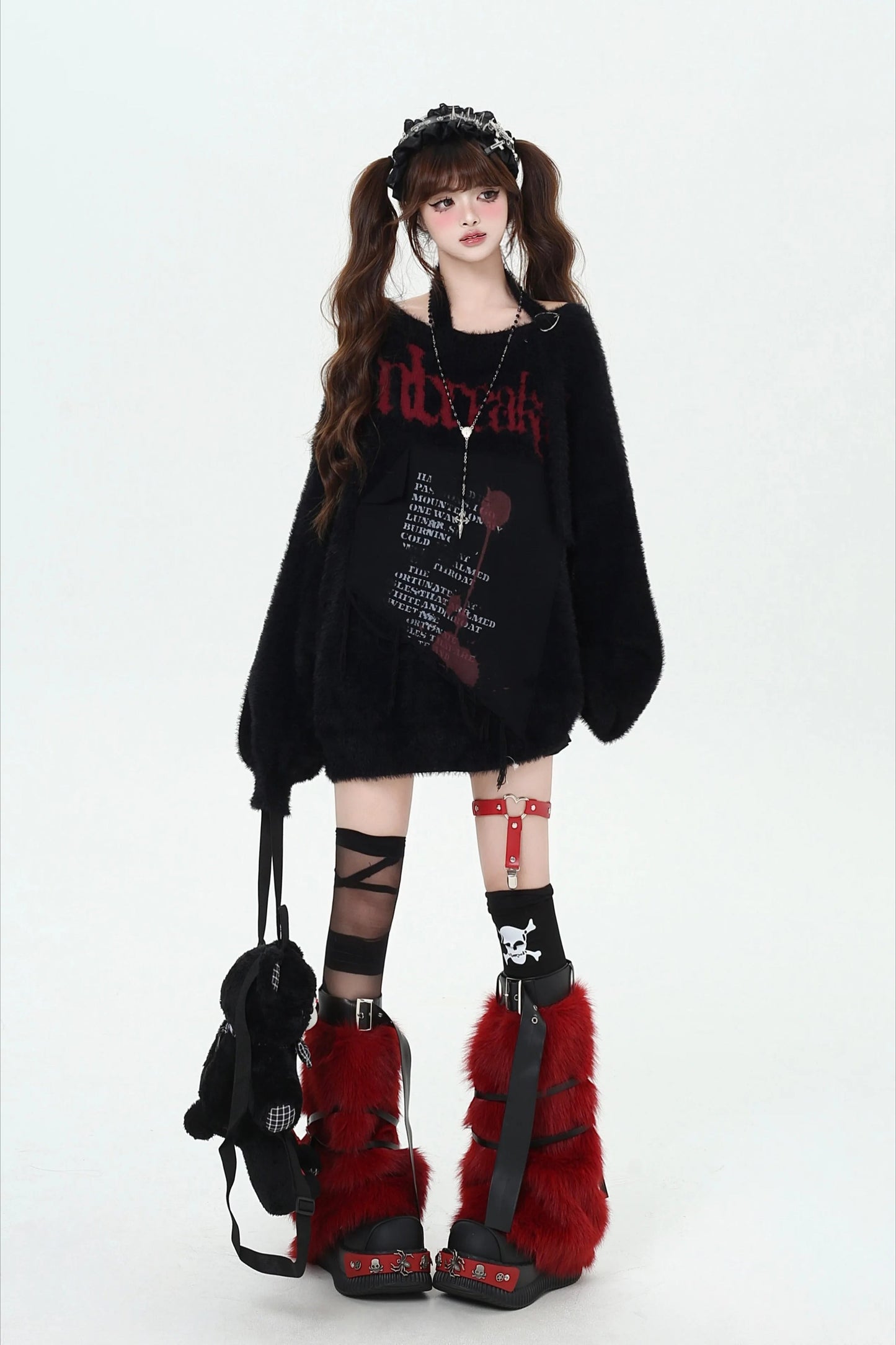 Y2K Japanese Sweet Cool Off-Shoulder Soft Loose Knit Sweater