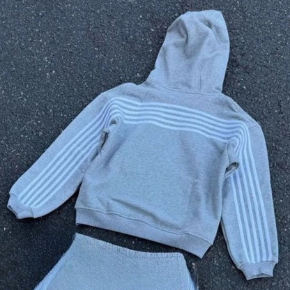 Retro Letter Embroidered Zip Hoodie