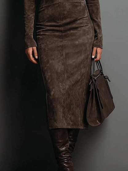 Ava | Suede Midi Dress