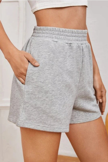 Casual Elastic Waist Wide Leg Solid Shorts