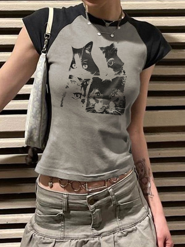 Street Spider Raglan Sleeve Cropped Top