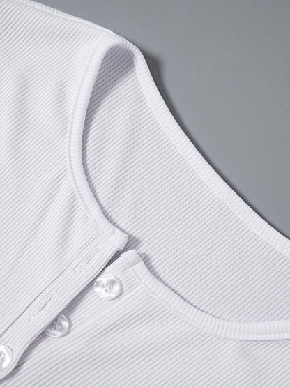 Solid Color Crew Neck Breasted Long Sleeve Knit