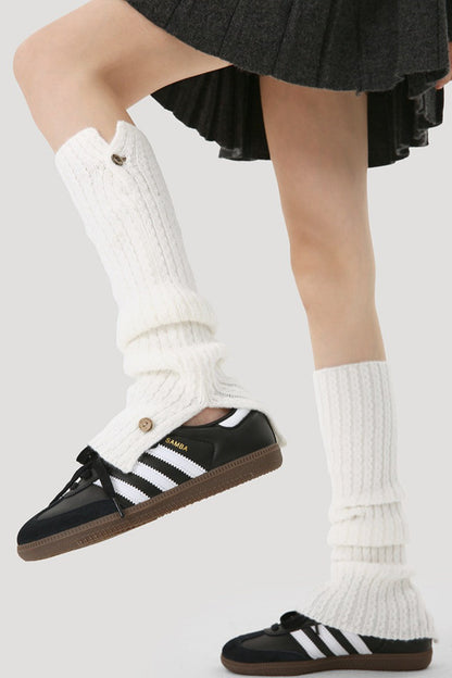 Button Knit Foldover Leg Warmers