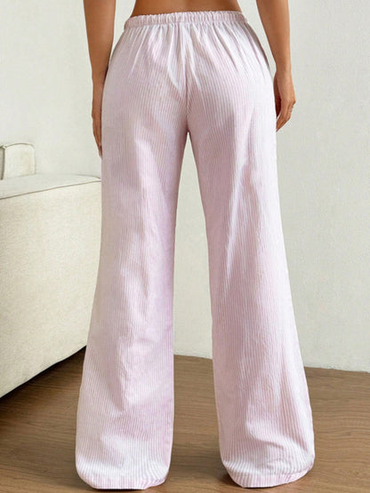 Striped Print Wide Leg Pants