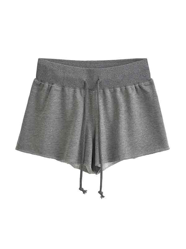 Solid Color Drawstring Shorts