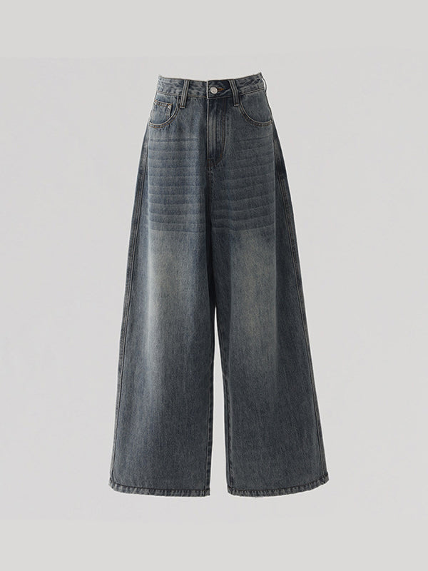Loose wide leg draped baggy jeans