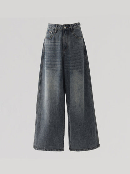 Loose wide leg draped baggy jeans