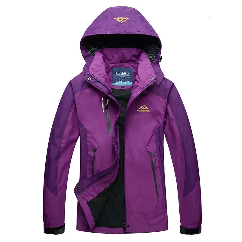 Chaqueta de esquí impermeable y elegante para mujer, con capucha y estilo activo al aire libre | Ideal para actividades al aire libre