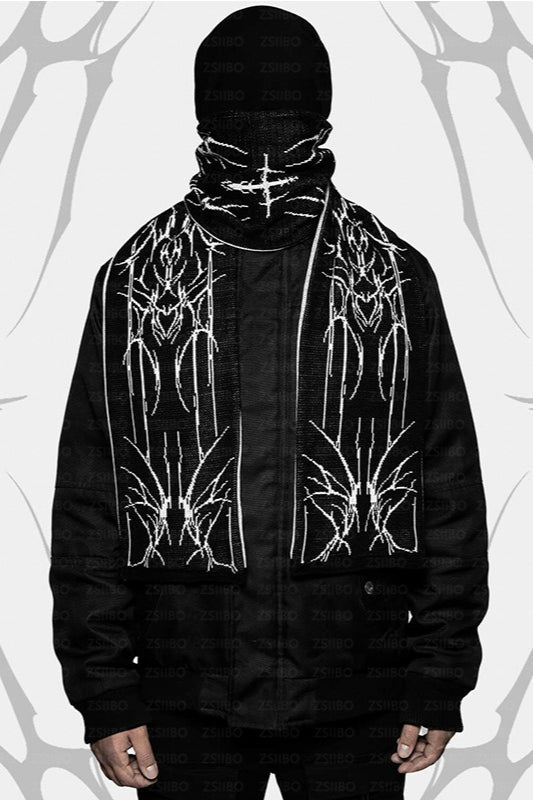 Dark Street Style Warm Scarf with Hand-painted Pattern