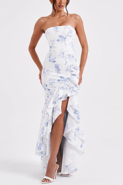 Ladies' sexy off shoulder, sexy off shoulder strapless, hip hugging, irregular wave fashion party dress