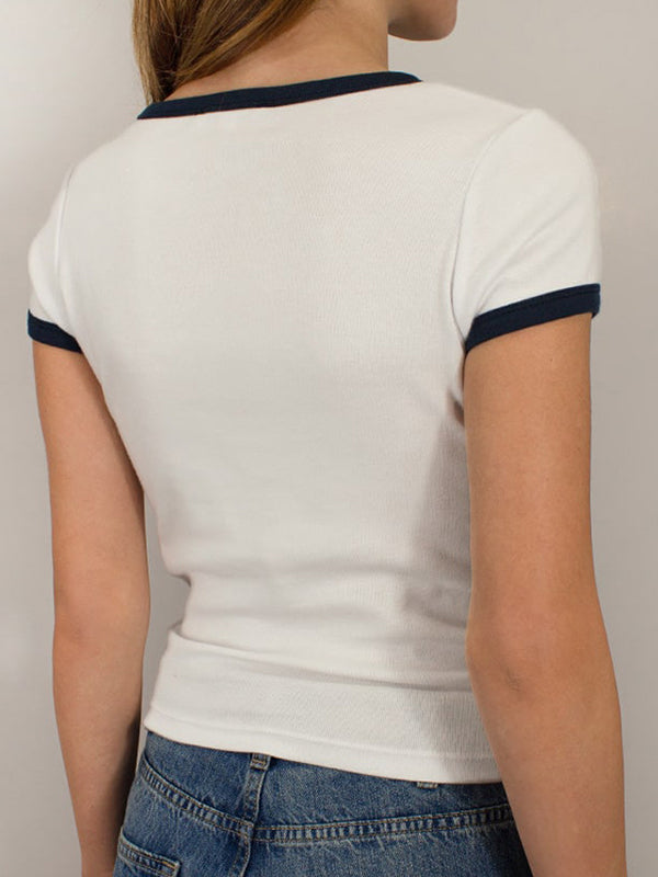 Lettering Printed Short Sleeve Tee
