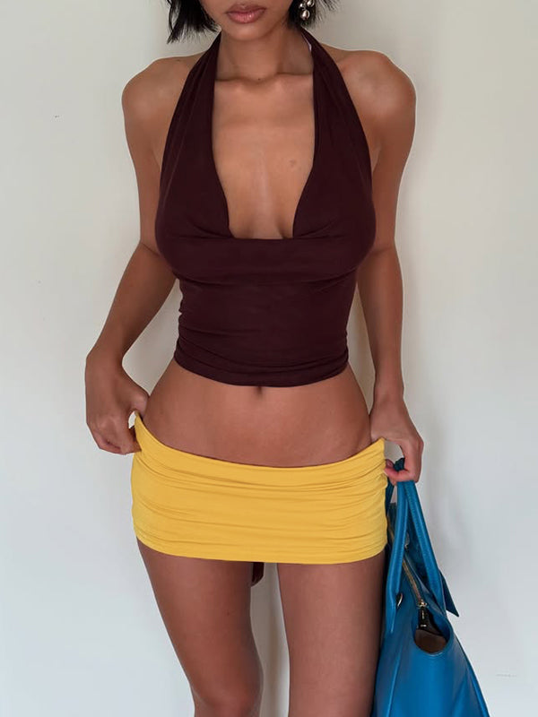 Strapless Halter Top Two Piece