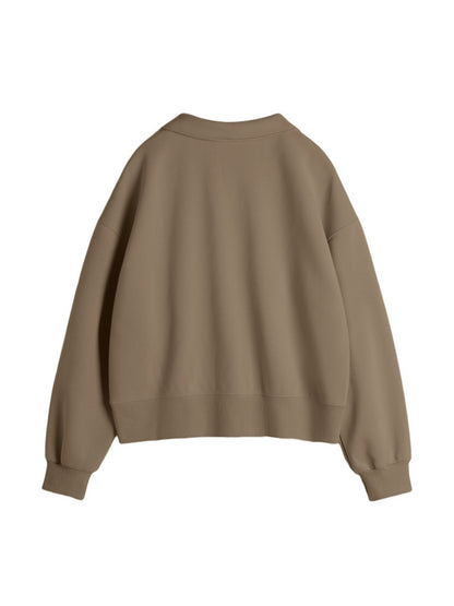 Solid Color Lapel Neck Oversized Hoodie